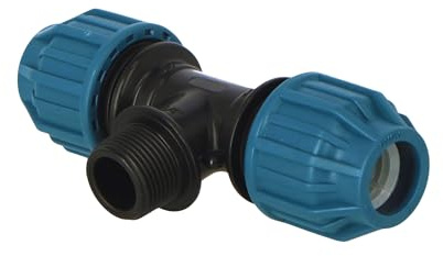 PP T-Stück 90° 25 mm x 1/2 x 25 mm – Klemmverbinder mit Außengewinde – für PE-Rohre, Bewässerung & Wasserleitungen – 16 bar – DVGW zertifiziert