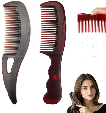 ZORTVUL 2 Piezas Peine anticaspa, cabeza huecapeine para piojos, peine para el pelo con mango, peine para la caspa, mejor calidad del cabello, peine para el cuero cabelludo para mujeres