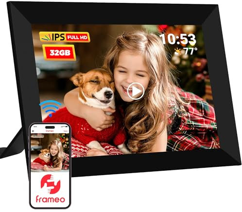 REUMAR Digital Picture Frame,10.1 inch,WiFi Smart Digital Photo Frame IPS LCD Touch Screen, auto-Rotate,Built-in 32GB Storage, Easy Setup to Share Photo and Video Via Frameo APP