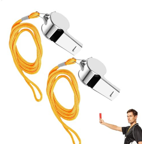 2pcs Edelstahlpfeife | Metall -Schiedsrichter -Pfeife | Ref Sports Pfeifen Mit Lanyard | Laut Crisp Sound Pfeift Ideal Für Aktivitäten Im Freien, Schiedsrichter, Trainer, Rettungsschwimmer, Fußball