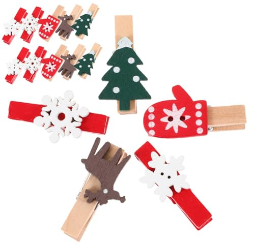 Cabilock 125pièces Pinces à Linge Bois pour Noël Pinces Décoratives Mini pour Photos Guirlandes Lumineuses et Porte-Notes de Noël