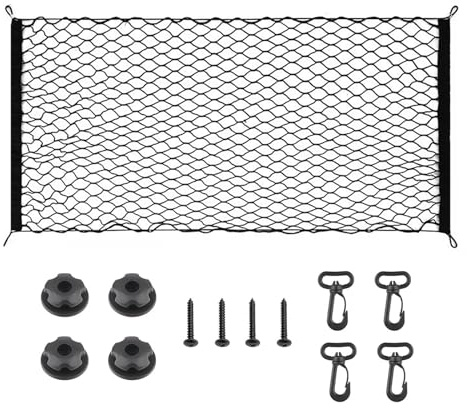 Cargo Net, 110 * 60 Nylon Cargo Net for van, Adjustable Elastic Car Boot Net, Single-layer Luggage Fixed Organizer Car Storage Nets for Car Interior Roof Storage Luggage Rear Boots