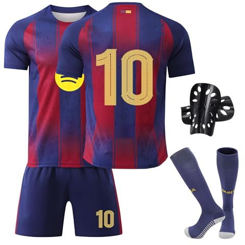 Pardofelis Trikot Fussball Jungen, Fußball Trikot Kinder Football Trainingsshirt Jersey, Fussball Trikot mit T-Shirt Shorts Socken und Schienbeinschoner Set (Rot-blau 10, 24)