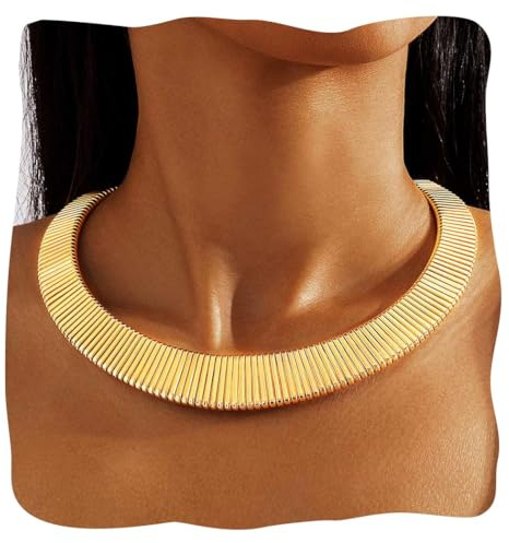 Handcess Chunky Necklace Gold Punk African Necklaces Thick Africa Collar Necklace for Women