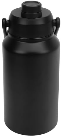 Oreilet Botella Agua Aislada, 2.3L 316 Taza Termal Viaje Acero Inoxidable Fitness Gimnasio Deportivo, Frasco Copa Agua para Viajar Escuela Senderismo Gimnasio, Frío 48h Hot 24h (BLACK)