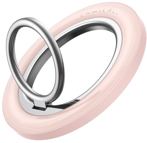 Lamicall for MagSafe Magnetic Phone Ring, Crystal Pink Finger Grip | 360° Smooth Damping Rotation, Ring Holder Stand Kickstand for iPhone 17 16 15 14 13 12 Pro Max Air, Cellphone Accessories