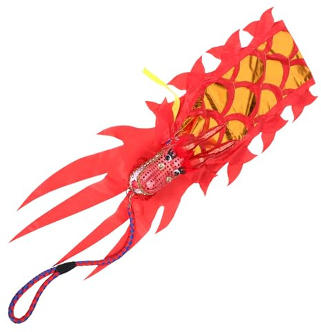 Mobestech Décoration Nouvel an Chinois Dragon Tête Réaliste avec Rubans Colorés pour Garçon Fille Costume Dragon Danse Printemps