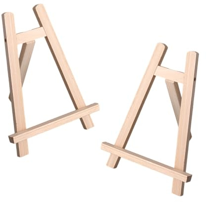 Tischstaffelei Holz Klein Klappbar 20 x 15cm 2 Stück - Mini Holzstaffeleien für Ausstellung von Malerei, Zeichnung, Bilderrahmen & Gemälde Display
