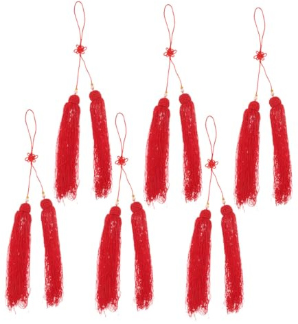 GRIRIW de Borlas Colgantes de Tela Roja Equipo de Artes Marciales Resistente y Multifuncional 6 Piezas para Espada Tai Chi Adecuado para Competiciones y Decoración DIY