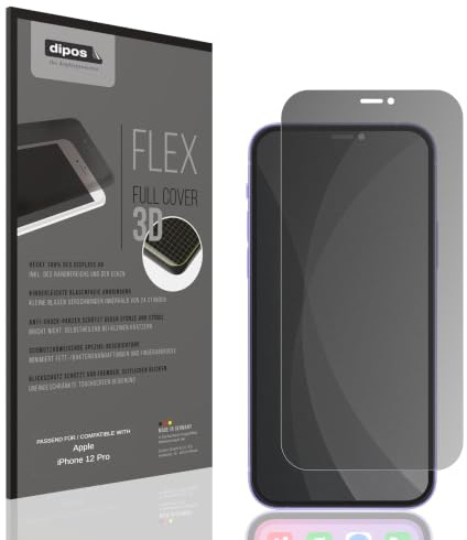dipos FLEX Privacy Blickschutz-Folie matt passend für Apple iPhone 12 Pro Schutzfolie mit 100% Displayabdeckung, Fingerprint-Kompatibel, Case-Friendly, Full Cover, Sichtschutz Filter 2way