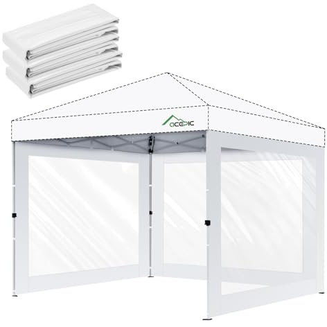 Lot de 3 parois latérales universelles Transparentes pour pavillon, en Tissu 210D avec Fermetures Velcro, imperméables, sans Armature, Comprenant 3 parois latérales (Blanc, 3 x 3 m)