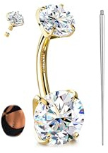 Sllaiss Moissanite G23 TItanium Belly Button Ring Hypoallergenic