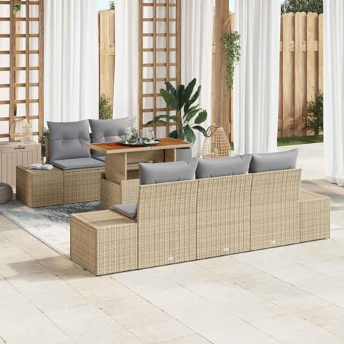 Frdhee Lounge Möbel Outdoor Eckbankgruppe,Garten Essgruppe 6 pcs Beige und Grau 100 x 55 x 73 cm,Terrassenmöbel für Terrasse,Veranda und Poolbereich