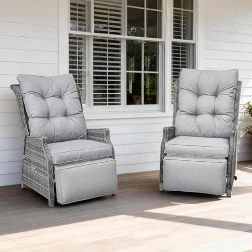 COMLAX FIELD Gartensessel mit Liegefunktion Wetterfest, Liegesessel Outdoor | Garten Relaxsessel, Rattansessel, Loungesessel, Polyrattan Outdoor Sessel, Relaxliege, Balkonsessel, für Garten Balkon Innen