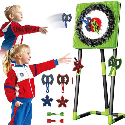 Set da gioco per lanciare l'ascia all'aperto, divertente attività in cortile per familiari e amici, include freccette e ascia per sport e feste
