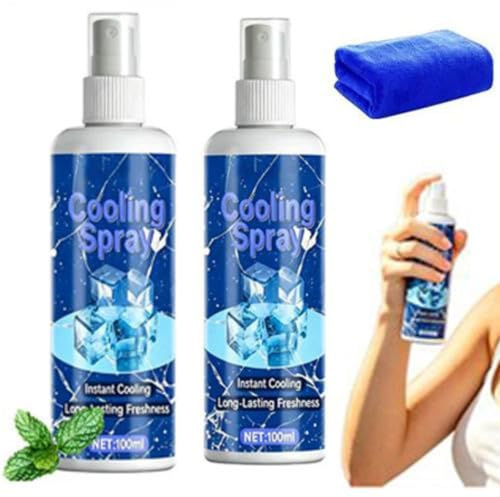 2 Pezzi Spray Rinfrescante Corpo Estate, Spray Refrigerante Menta, 100ml*2 Freddo Istantaneo Estivo Portatile, Per Vacanze Sportive Viaggi Palestra Viaggi Su Strada Spiaggia All'aperto Piscina