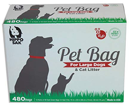 Hippo Sak® Extra Large Pet Poop Bags for Large Dogs and Cat Litter, 480 Count