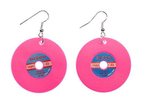 Miniblings Schallplatten LP XL Ohrringe 5cm pink versilbert | Ohrschmuck aus eigener Fertigung in Berlin, mit Musik und Band