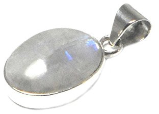 Art Gecko Mondstein-Anhänger aus 925er-Sterlingsilber, ovaler Edelstein, Sterling-Silber Stein, Mondstein
