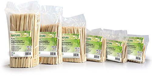 Franz Mensch NatureStar Fingerfood-Spieße Flag, natur, 70 mm | Bambus, 10000 Stück im Beutel (40 x 250 Stück), Grillspieße, Party Picker für Snacks und Häppchen