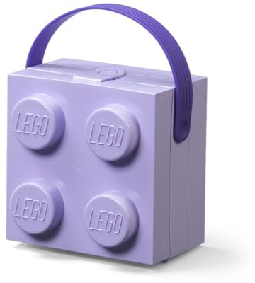 LEGO Lunch Box with Handle Lavender - Portable Lunch Box for Kids & Adults, Food Storage Container with Lid, Dishwasher Safe, Lunch Bag, Snack Box