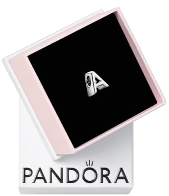 PANDORA Moments Buchstabe A - wendbares Alphabet-Charm aus Sterling-Silber mit geprägten Herzen und Perlen an der Rückseite - kompatibel mit Armbändern Moments Kollektion