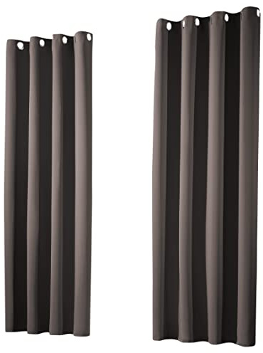heimtexland ® 1 Paar Thermo- Verdunklungsgardinen Ösenschal Vorhänge Verdunkelnd Isolierend Blickdicht Verdunkelungsvorhänge HxB 245x135 Grau Braun Typ139