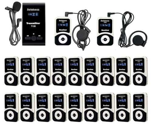 Retekess T130-T131 Tour Guide System, Sistema de Audioguía Turística（1-20） | para Viajes, Fábricas, Capacitación, Reunión, Sistema de Audio Susurrado para Interpretación Turística 99 Canales, 12H