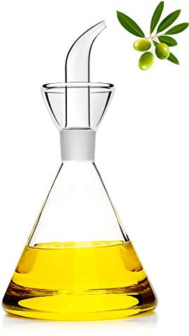 HAIZEEN 9 oz / 250 ml Glass All-Purpose Cruet, Glass Oil Decanter and Cruet (Cone-9 oz, Smooth surface)