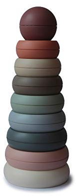 mushie Stapelturm mit Ringe | Stapelringe Turm mit 8 Ringe | Für Babys & Kinder | Sicher, Hochwertig & Langlebig | BPA/PVC/Phthalat-frei | Hergestellt in Dänemark (Original)