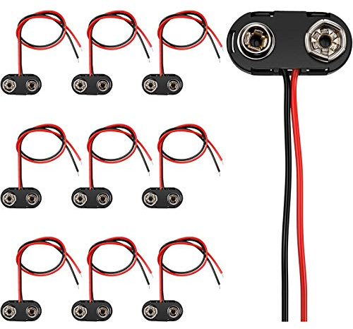 9V Batterie Clip Anschluss PP3 Batterie Schnappverbinder T-Typ Kunststoff Batterie Schnappverbinder mit 150 mm Fliegendem Kabel (10)