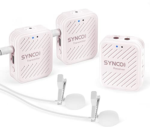 SYNCO Lavalier Funkmikrofon G1(A2), 2,4GHz Kabellos Ansteckmikrofon System, Wireless Microphone Mics bis zu 50m, Audioüberwachung 2 Transmitter 1 Empfänger für Kamera Smartphone Laptop DSLR Camcorder