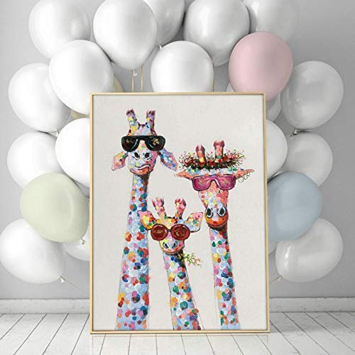 XIANGPEIFBH Cartoon Giraffen Familie Poster Wandkunst Dekor Leinwand Malerei Druck Leinwand Bilder für Kinderzimmer Nordic Home Decor 20x30cm Innenrahmen