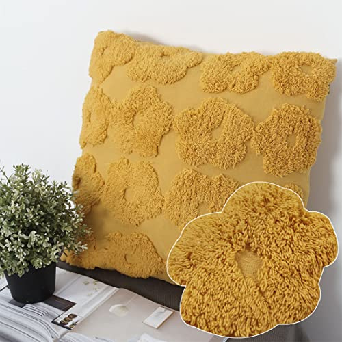 Chlophy Lot de 2 housses de coussin décoratives brodées avec motif tournesol mignon Jaune ocre 45 x 45 cm