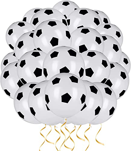 16 Pcs Black Soccer Latex Balloons 12 Inch Football Balloons,Black White Soccer Balloons,Birthday Balloons for Sport Theme Party，World Cup Party Football Fans Party Supplies