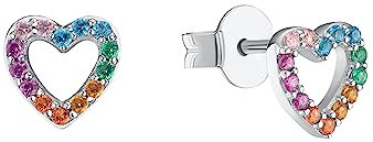 s.Oliver 2034168 Mädchen Ohrstecker Herz Silber Bunt
