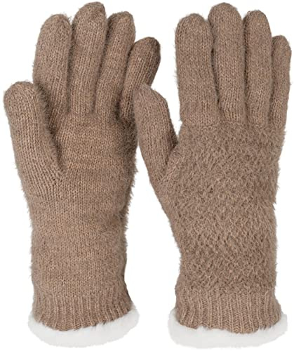 styleBREAKER Damen Strick Handschuhe Reiskorn | Wärmendes Thermo-Fleece-Innenfutter, weicher Bund in Kunstfelloptik, elastisch für 16-21 cm Umfang (Gr. 6-8), nahtlos.