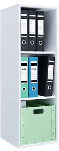 VCM Holzregal stehend | platzsparender Aktenschrank | Maße ca. H. 110 x B. 35 x T. 37 cm | Elegantes Regal | Büroregal – Lona I 3f