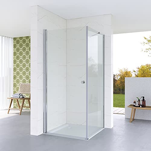 Duschkabine Eckeinstieg 100x90x187cm mit Drehtür Duschtür Seitenwand Eckdusche Duschabtrennung Duschwand Dusche Glas Glaswand 5 mm ESG Sicherheitsglas links & rechts montierbar