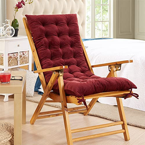 Morbuy Deckchair Auflagen für Gartenliegen, Sonnenliege Kissen Tragbare Garten Innenhof Gepolstertes Bett Relax-Liegestuhl Sitzauflage für Deckchair, Innen, Außen (48x150cm,Rot)