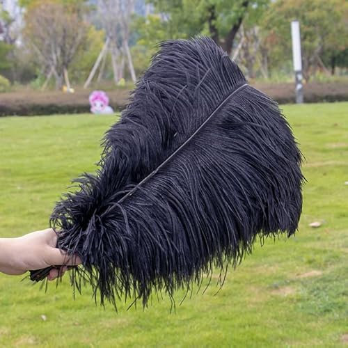 10 Stück natürliche Straußenfedern 15–45 cm für Hochzeit, Party, Zuhause, Vasen, Dekoration, Straußenfedern, Tischdekoration, Kunsthandwerk, Schwarz, 30–35 cm
