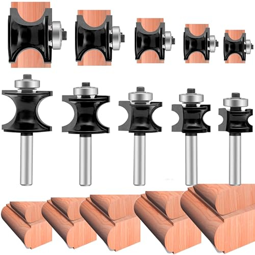 Mayline Fräser-Bit-Sets 1/2-Zoll-Schaft 43-teilig, Holzbearbeitungsfräser, Nutfräser, Fräser-Bit-Set, Holz-Gehrungsschrank, CNC-Schneidwerkzeug für Türen, Tischregale, DIY (1/4-K1L)