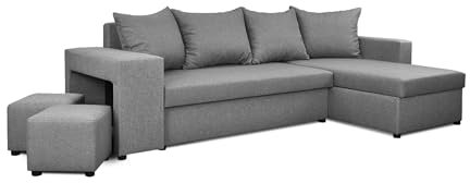 Generisch Möbel NAWSTOL - Ecksofa mit Schlaffunktion 205x130 cm - Eckcouch mit Bettkasten - Ecksofa Wohnlandschaft L Form (Linke oder RECHTE)