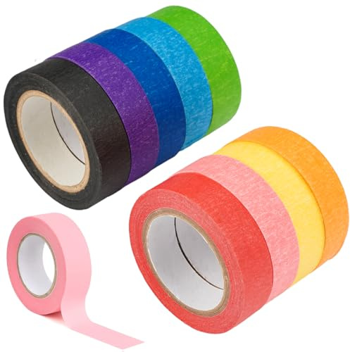 9 Rotoli Nastro Adesivo Colorato, 1.5 cm x 12 m Nastri Adesivi Colorati Washi Tape Set, Nastro Adesivo Decorativo, Nastro Adesivo di Carta, per Insegnanti, Arti, Lab, Etichette, Drafting,Artigianato