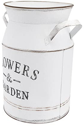 AOKWAWALIY 1 vase pour arrangement floral - Vase rustique - Pichet à lait rustique - Pot à lait rétro - Vase de campagne - Ornement floral - Blanc
