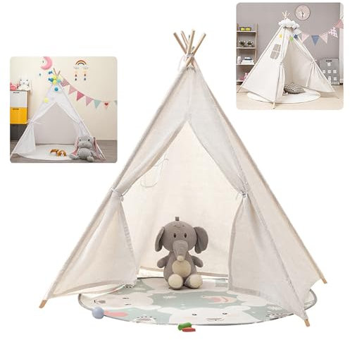 Baketron Kinderzelt, Tipi Zelt für Kinder, Kuschelecke Kinderzimmer, Spielzelt Kinder, für drinnen und draußen, ca. 120 x 120 x 130 cm groß