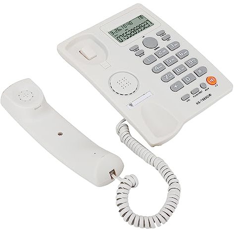 Yctze Telefono Fisso Cordless con ID Chiamante, Chiamate in Vivavoce, Ideale per Casa, Ufficio, Hotel, Design Vintage, Interfaccia Inglese (WHITE)