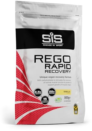 Science in Sport Rego Rapid Recovery 500g Vainilla Vegan - Bebida regeneradora en polvo con carbohidratos, proteínas, electrolitos, vitaminas y minerales, Ayuda a entrenar eficazmente