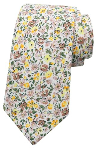 LJBFNN Cravates florales fines en coton pour homme, 6,9 cm, pour chemises de mariage et d'affaires