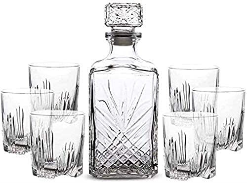 Aioneer Decanter di Lusso da Uomo Elegante Decanter da Whisky e Set di Bicchieri, Decanter in Cristallo con 6 Bicchieri da Whisky, per distributore di liquori